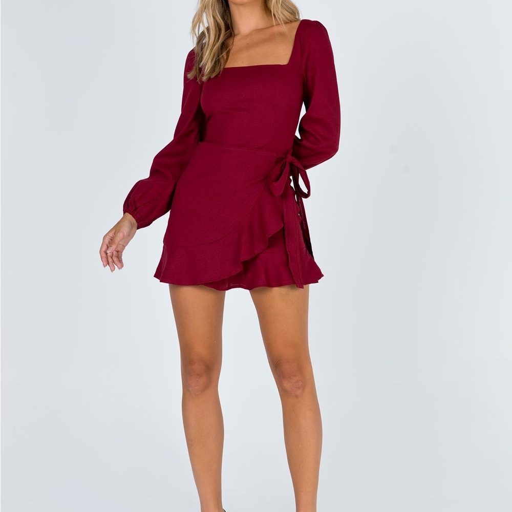 Princess Polly The Villa Mini Dress Burgundy - Picture 3 of 10